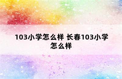 103小学怎么样 长春103小学怎么样